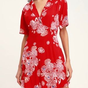 The Free People Blue Hawaii Red Floral Dress